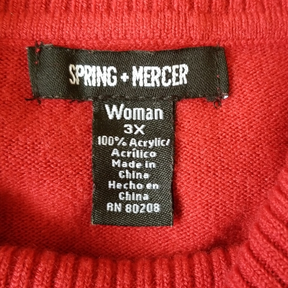 Red Cowl Neck Sweater,  3X - Picture 4 of 7